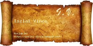 Iszlai Vince névjegykártya